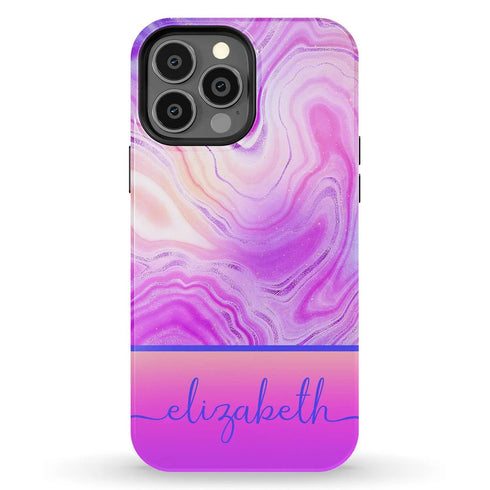 Neon Rainbow Agate Custom Name iPhone Case